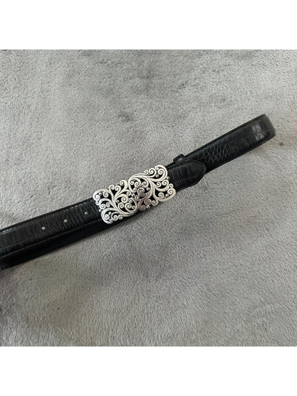Brighton Belt Women's 36 Black Leather Silver Toned Buckle